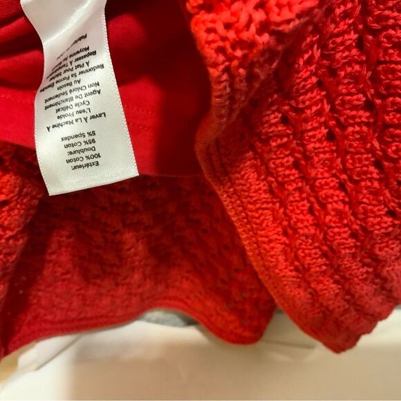 TALBOTS  DOUBLE-V CROCHET PEPLUM SWEATER red Short Sleeve Size M - Picture 9 of 10